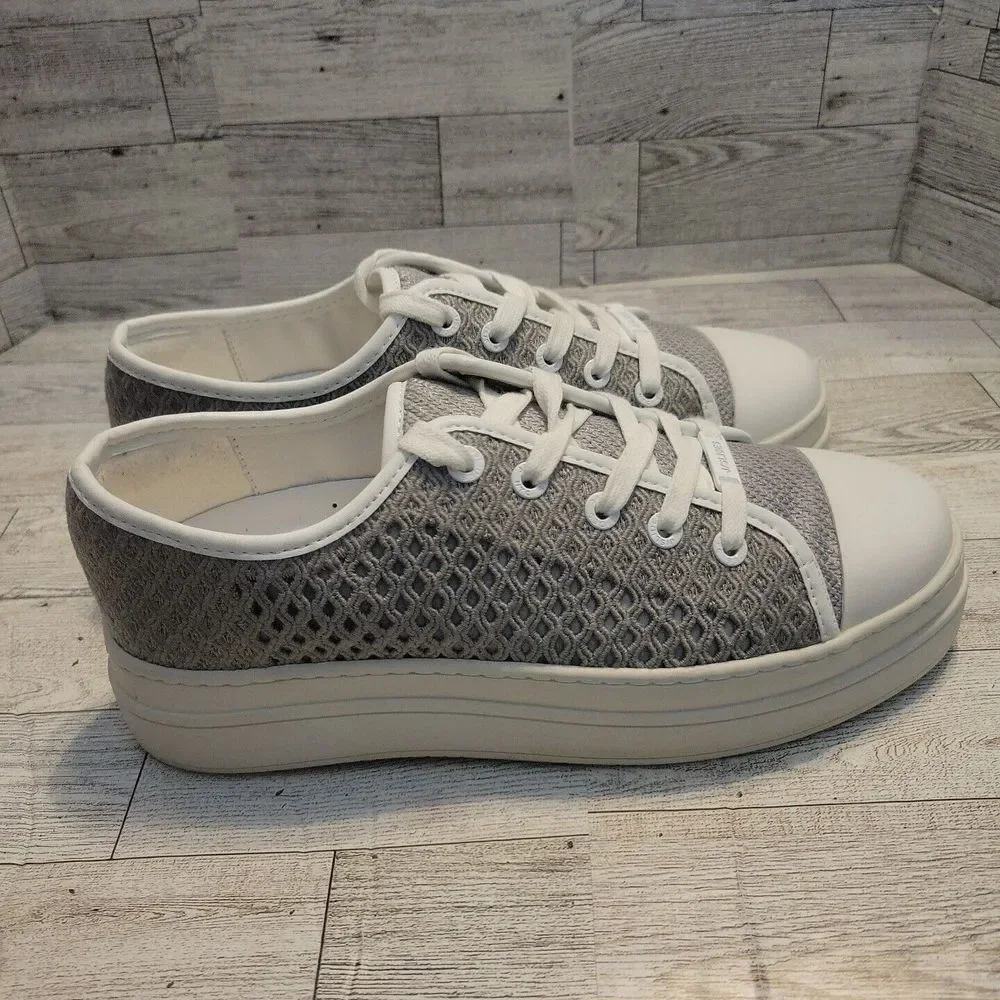 J Slides‎ NYC Shoes Womens 7 Gray Platform Lace Up Sneakers